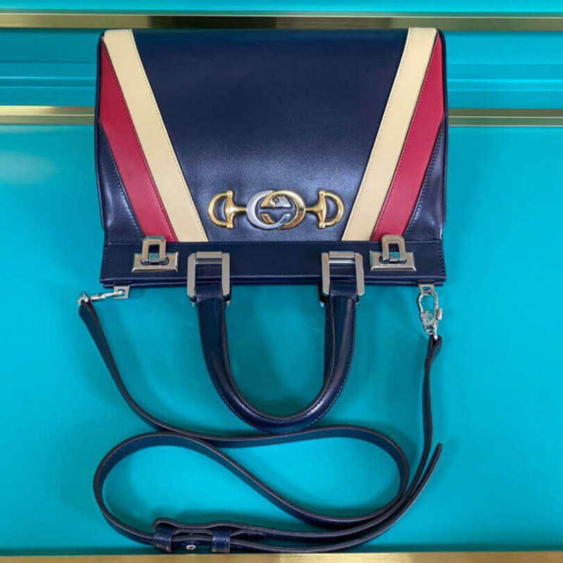 Replica Gucci Zumi Smooth Leather With Stripes Small Top Handle Bag 569712 - Image 4