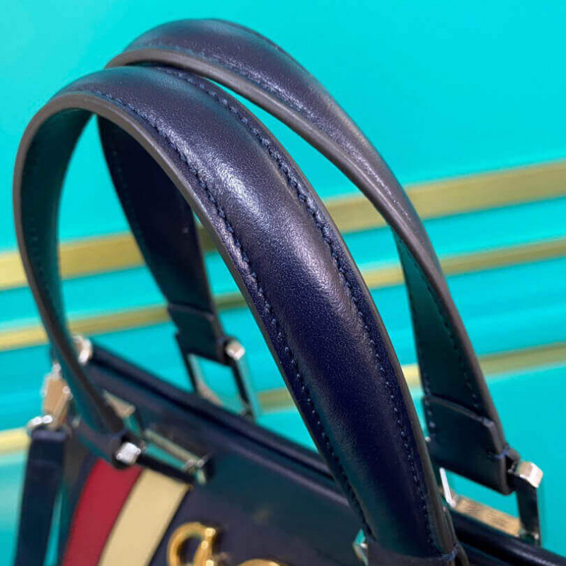 Replica Gucci Zumi Smooth Leather With Stripes Small Top Handle Bag 569712 - Image 9