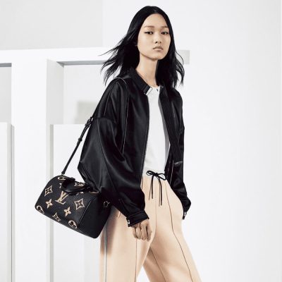 Alternative view of Replica Louis Vuitton Bicolor Monogram Empreinte Speedy Bandouliere 25 M58947 Black/Beige