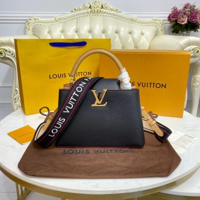 Alternative view of Replica Louis Vuitton Capucines Bb M59061 Black/Arizona Beige