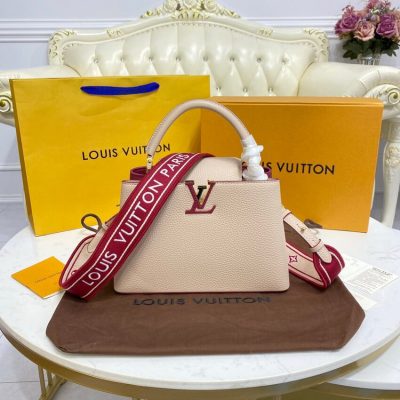 Alternative view of Replica Louis Vuitton Capucines Bb M59061 Eggshell/Lie De Vin Red