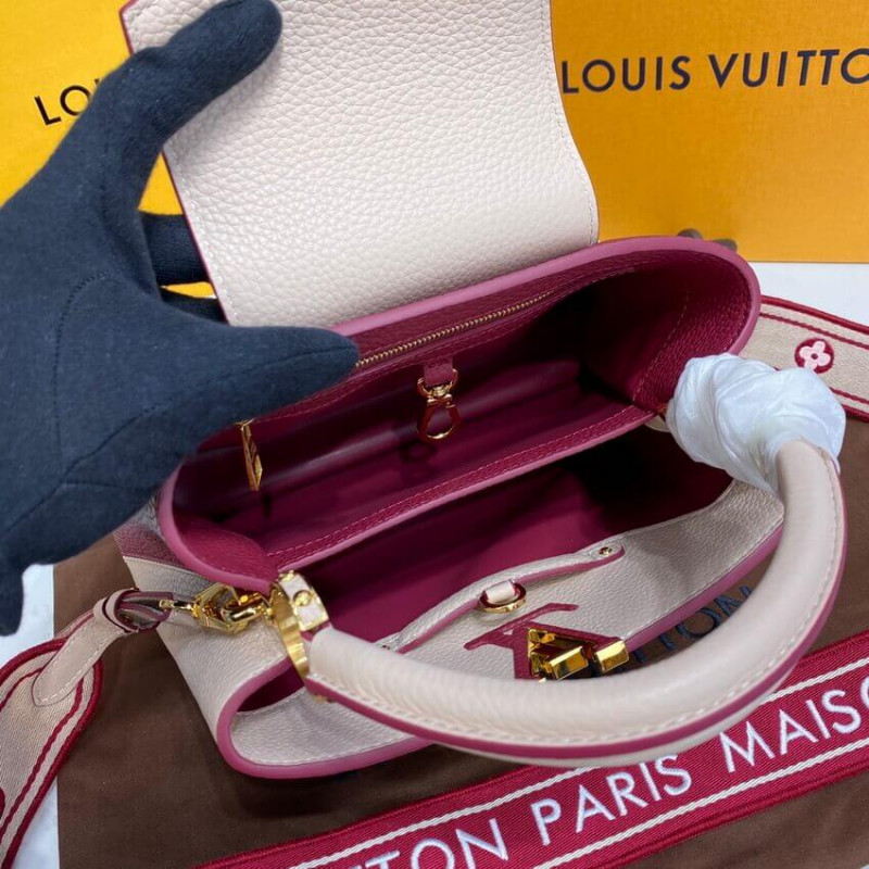 Replica Louis Vuitton Capucines Bb M59061 Eggshell/Lie De Vin Red - Image 12