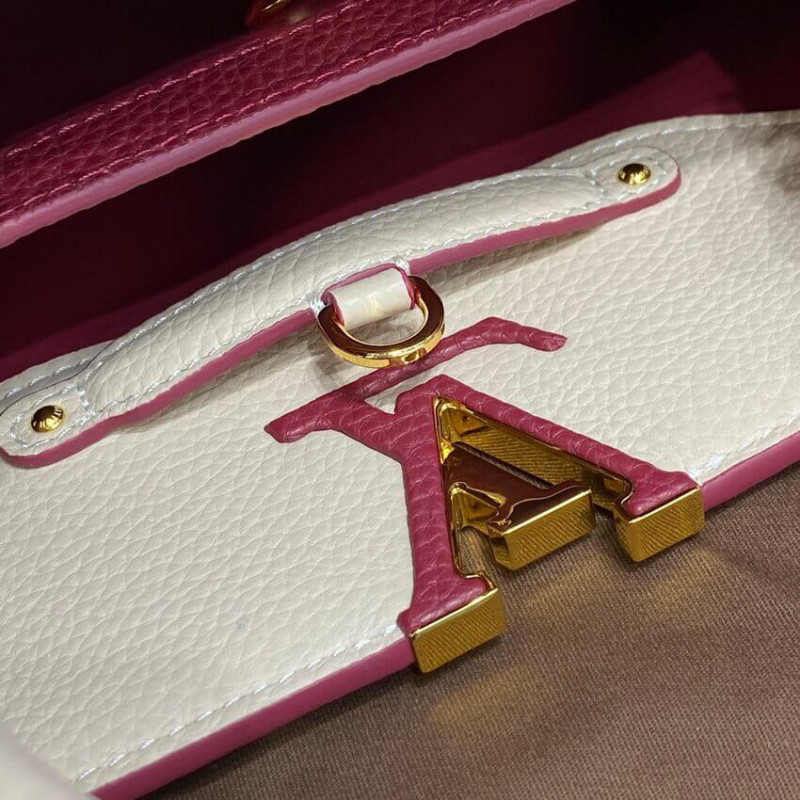 Replica Louis Vuitton Capucines Bb M59061 Eggshell/Lie De Vin Red - Image 16