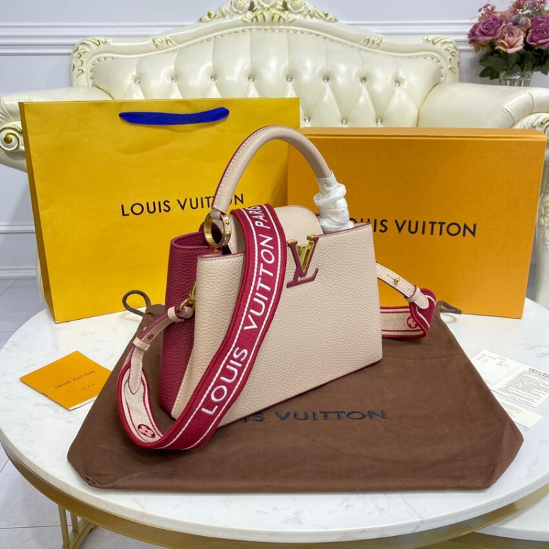 Replica Louis Vuitton Capucines Bb M59061 Eggshell/Lie De Vin Red - Image 3