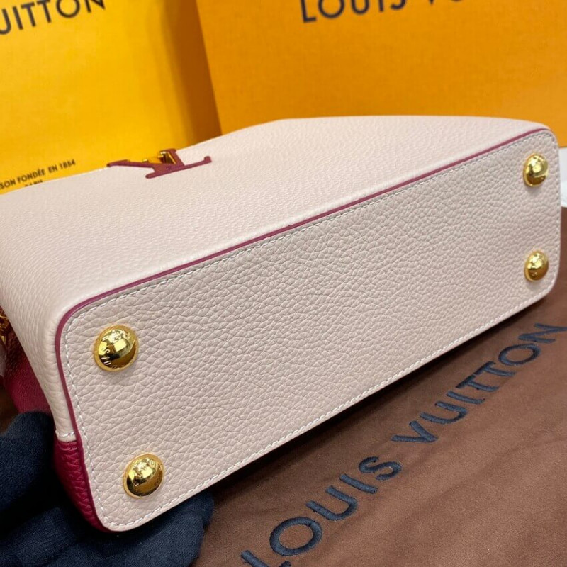 Replica Louis Vuitton Capucines Bb M59061 Eggshell/Lie De Vin Red - Image 5