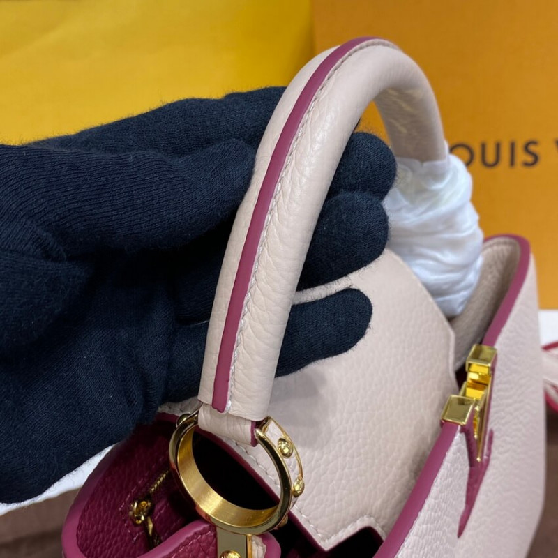 Replica Louis Vuitton Capucines Bb M59061 Eggshell/Lie De Vin Red - Image 6
