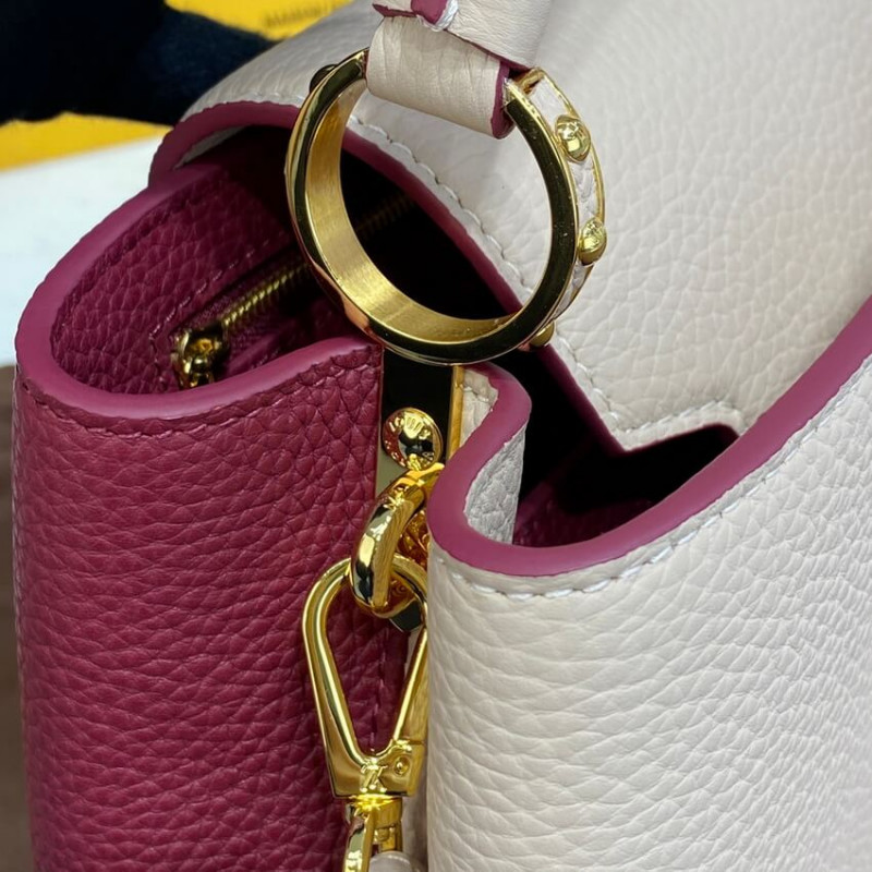 Replica Louis Vuitton Capucines Bb M59061 Eggshell/Lie De Vin Red - Image 7