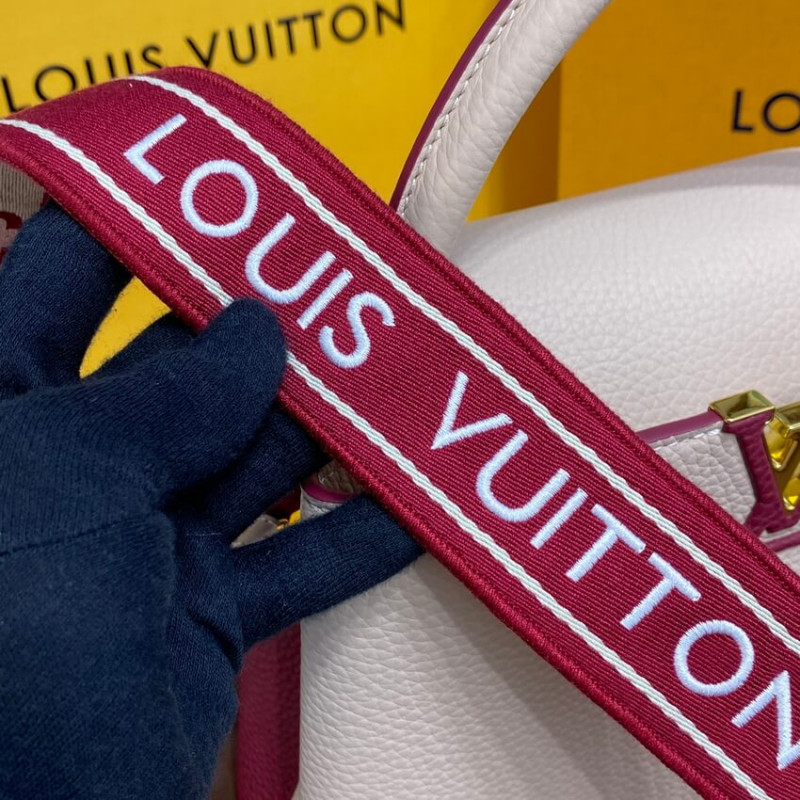 Replica Louis Vuitton Capucines Bb M59061 Eggshell/Lie De Vin Red - Image 10