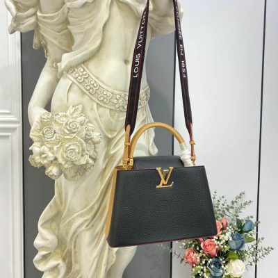 Alternative view of Replica Louis Vuitton Capucines Mm M58608 Black/Arizona Beige