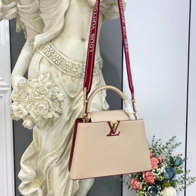 Alternative view of Replica Louis Vuitton Capucines Mm M58610 Eggshell/Lie De Vin Red