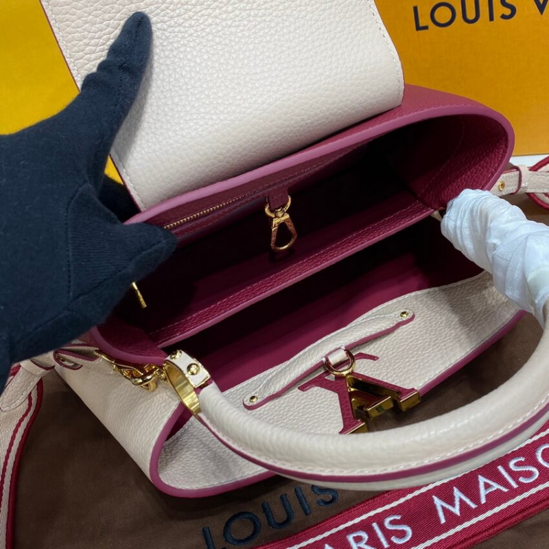 Replica Louis Vuitton Capucines Mm M58610 Eggshell/Lie De Vin Red - Image 13