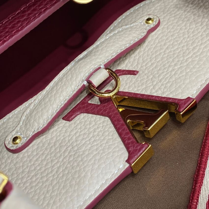 Replica Louis Vuitton Capucines Mm M58610 Eggshell/Lie De Vin Red - Image 17