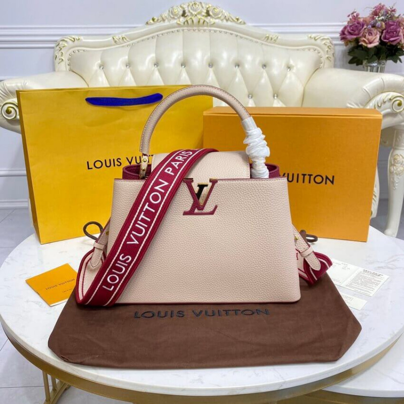 Replica Louis Vuitton Capucines Mm M58610 Eggshell/Lie De Vin Red - Image 3
