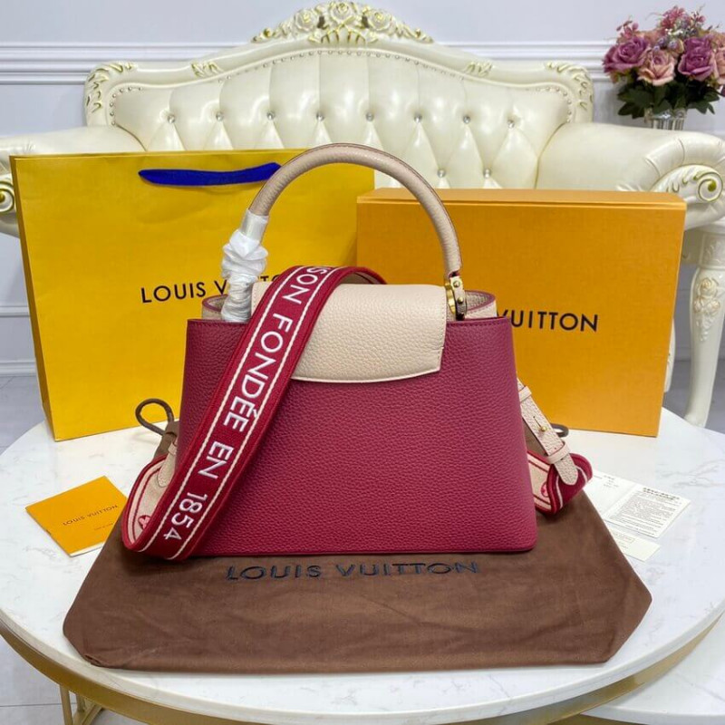 Replica Louis Vuitton Capucines Mm M58610 Eggshell/Lie De Vin Red - Image 5