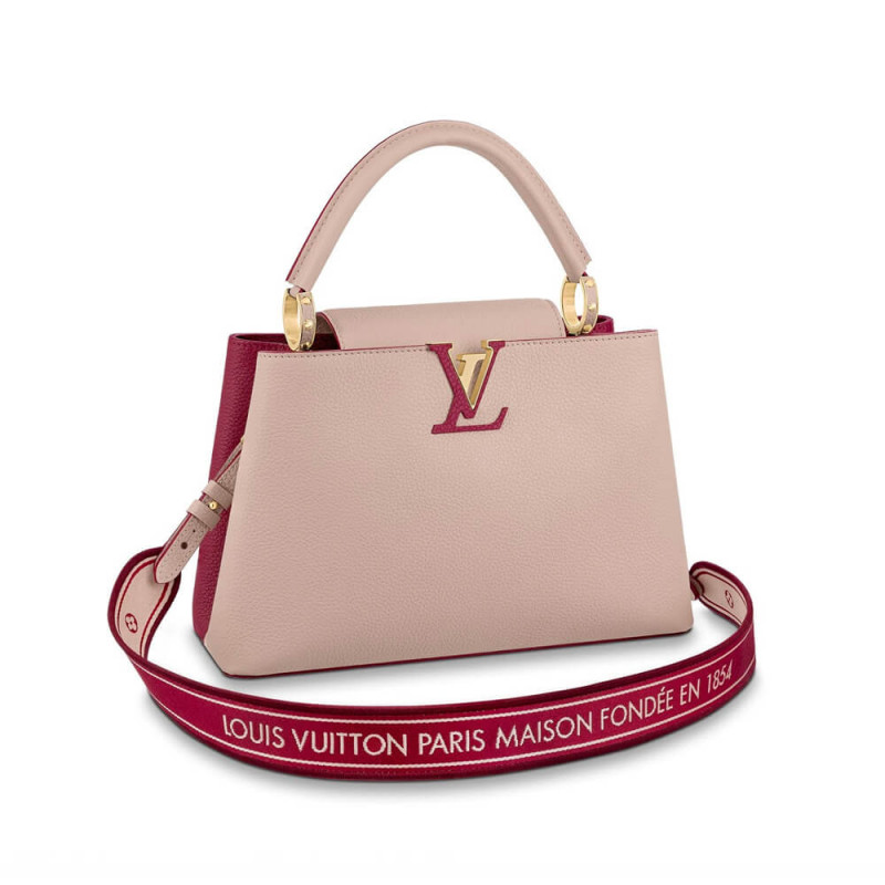 Replica Louis Vuitton Capucines Mm M58610 Eggshell/Lie De Vin Red