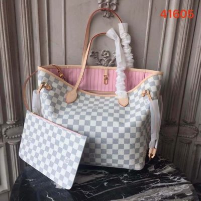 Alternative view of Replica Louis Vuitton Damier Azur Canvas Neverfull Mm N41605 Pink