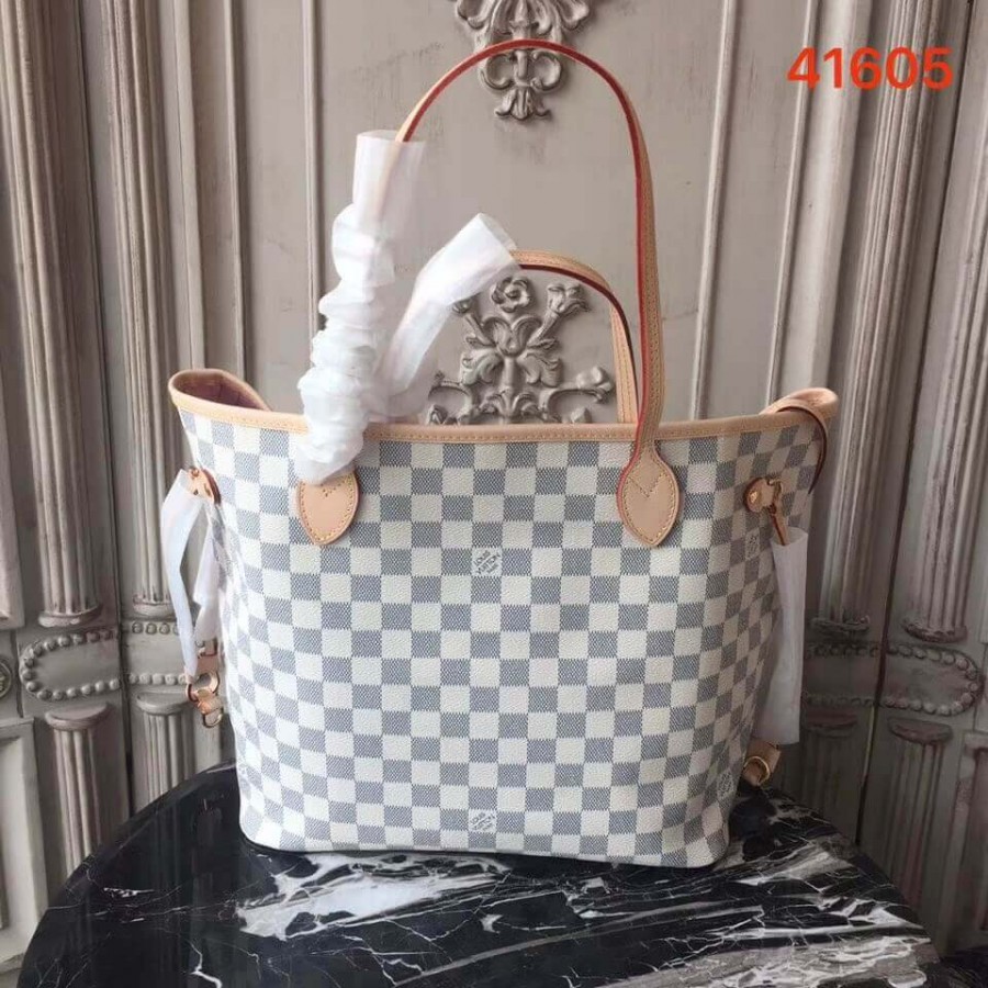 Replica Louis Vuitton Damier Azur Canvas Neverfull Mm N41605 Pink - Image 4