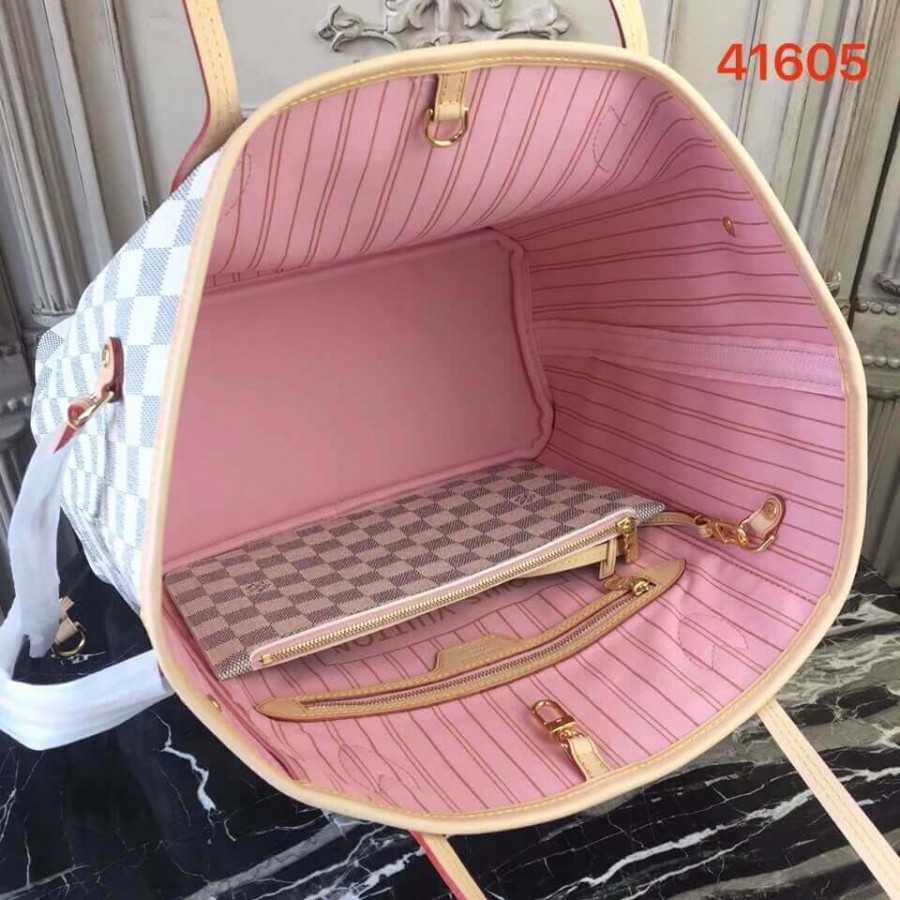 Replica Louis Vuitton Damier Azur Canvas Neverfull Mm N41605 Pink - Image 9