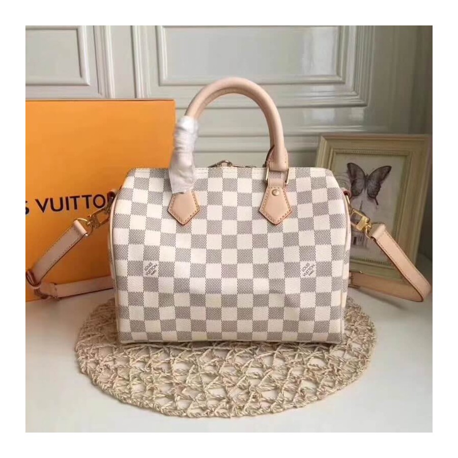 Replica Louis Vuitton Damier Azur Canvas Speedy Bandouliere 25 N41374 - Image 4