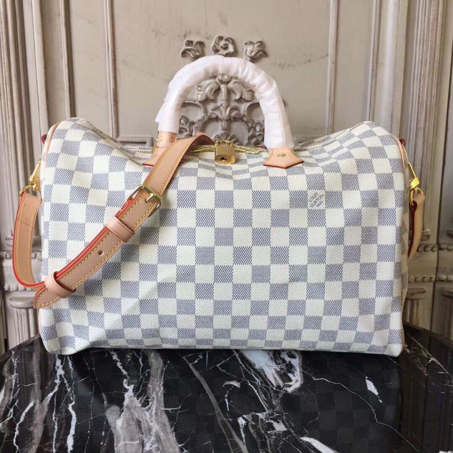 Replica Louis Vuitton Damier Azur Canvas Speedy Bandouliere 35 N41372 - Image 2