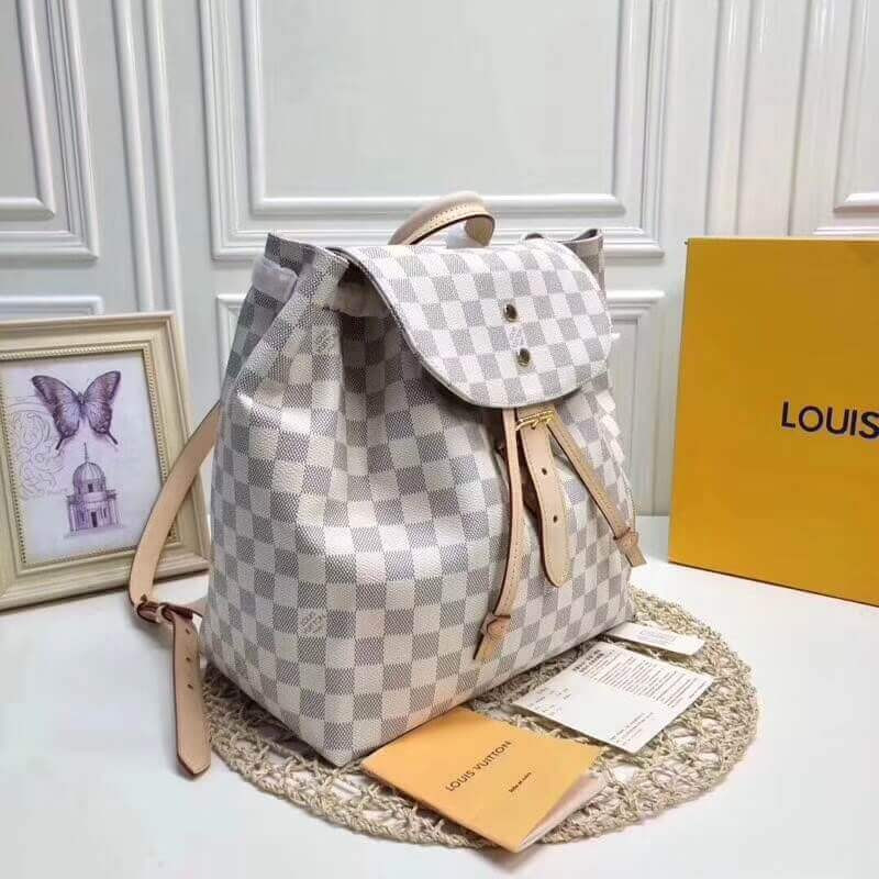 Replica Louis Vuitton Damier Azur Canvas Sperone Backpack N41578 - Image 4