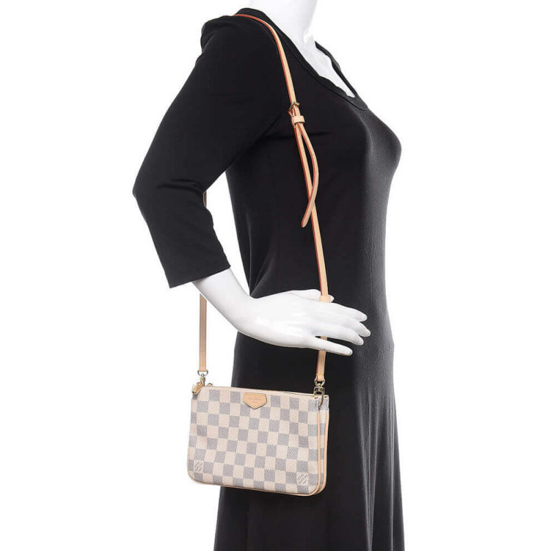 Replica Louis Vuitton Damier Azur Double Zip Pochette N60460 - Image 2