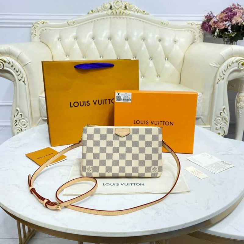 Replica Louis Vuitton Damier Azur Double Zip Pochette N60460 - Image 4
