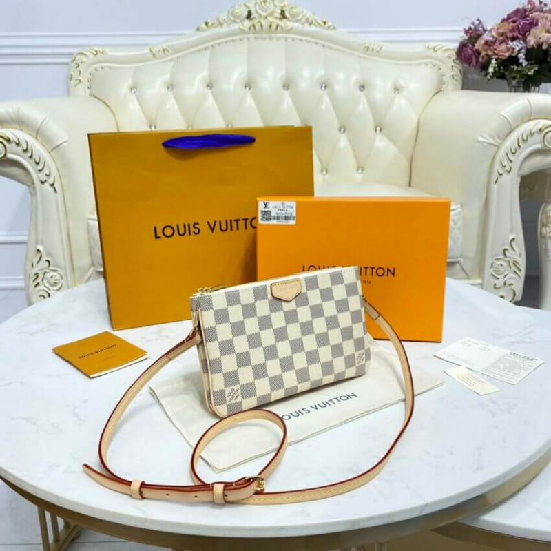 Replica Louis Vuitton Damier Azur Double Zip Pochette N60460 - Image 5