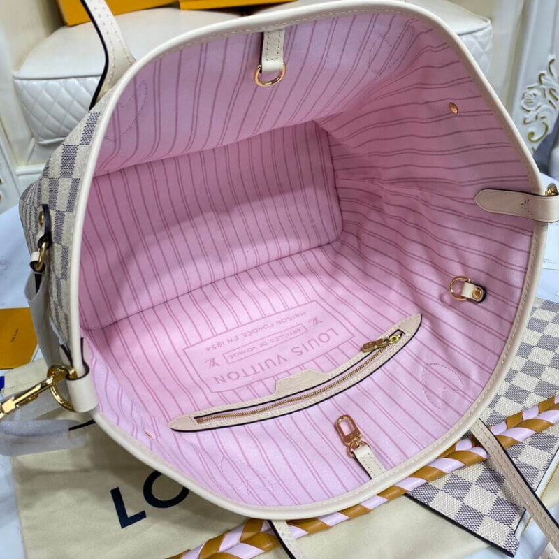 Replica Louis Vuitton Damier Azur Neverfull Mm N45295 Pink - Image 12