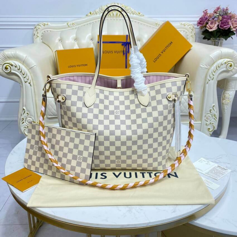 Replica Louis Vuitton Damier Azur Neverfull Mm N45295 Pink - Image 3