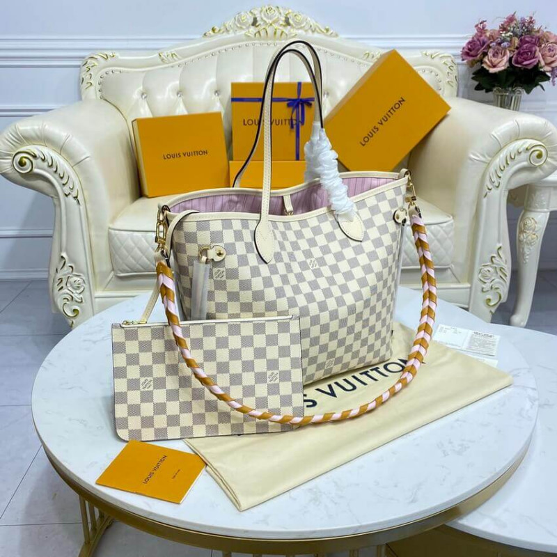 Replica Louis Vuitton Damier Azur Neverfull Mm N45295 Pink - Image 4