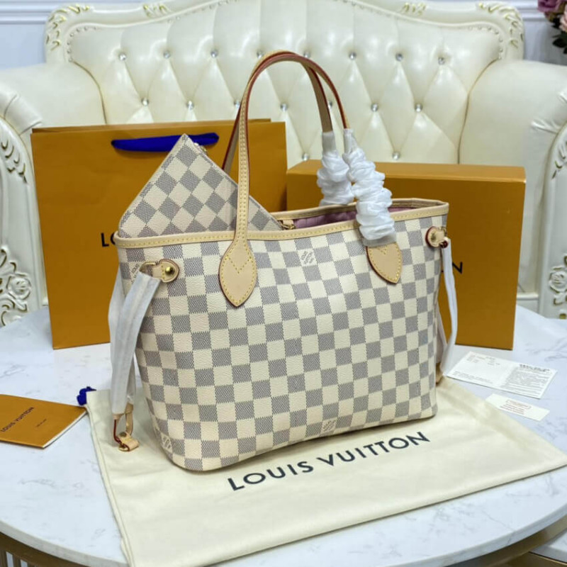 Replica Louis Vuitton Damier Azur Neverfull Pm N41362 Pink - Image 3
