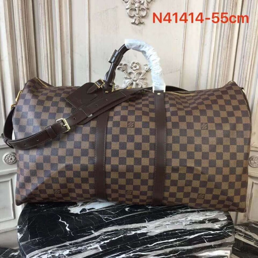 Replica Louis Vuitton Damier Ebene Canvas Keepall Bandouliere 55 N41414 - Image 2