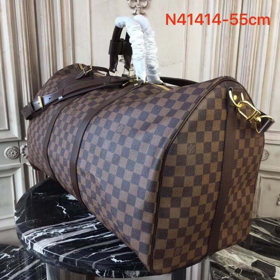 Replica Louis Vuitton Damier Ebene Canvas Keepall Bandouliere 55 N41414 - Image 3