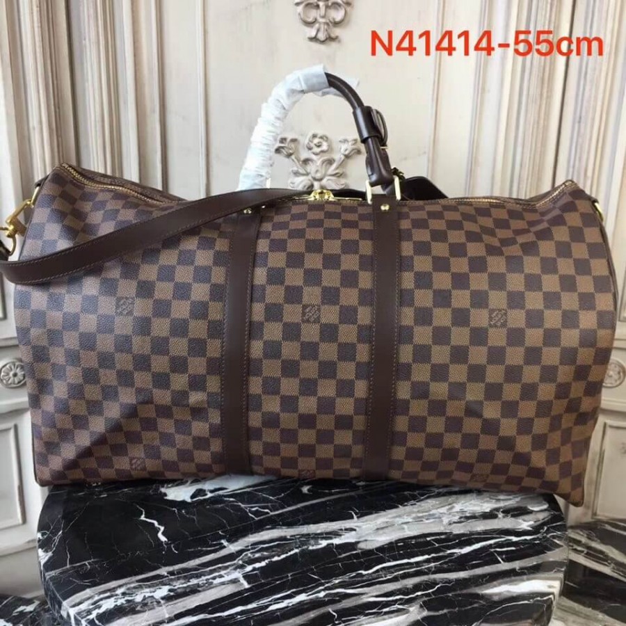 Replica Louis Vuitton Damier Ebene Canvas Keepall Bandouliere 55 N41414 - Image 4