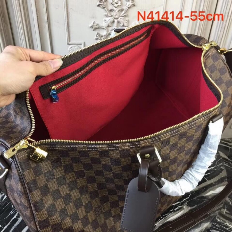 Replica Louis Vuitton Damier Ebene Canvas Keepall Bandouliere 55 N41414 - Image 8