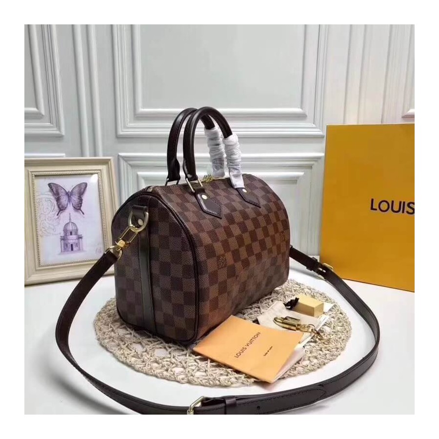 Replica Louis Vuitton Damier Ebene Canvas Speedy Bandouliere 25 N41368 - Image 3