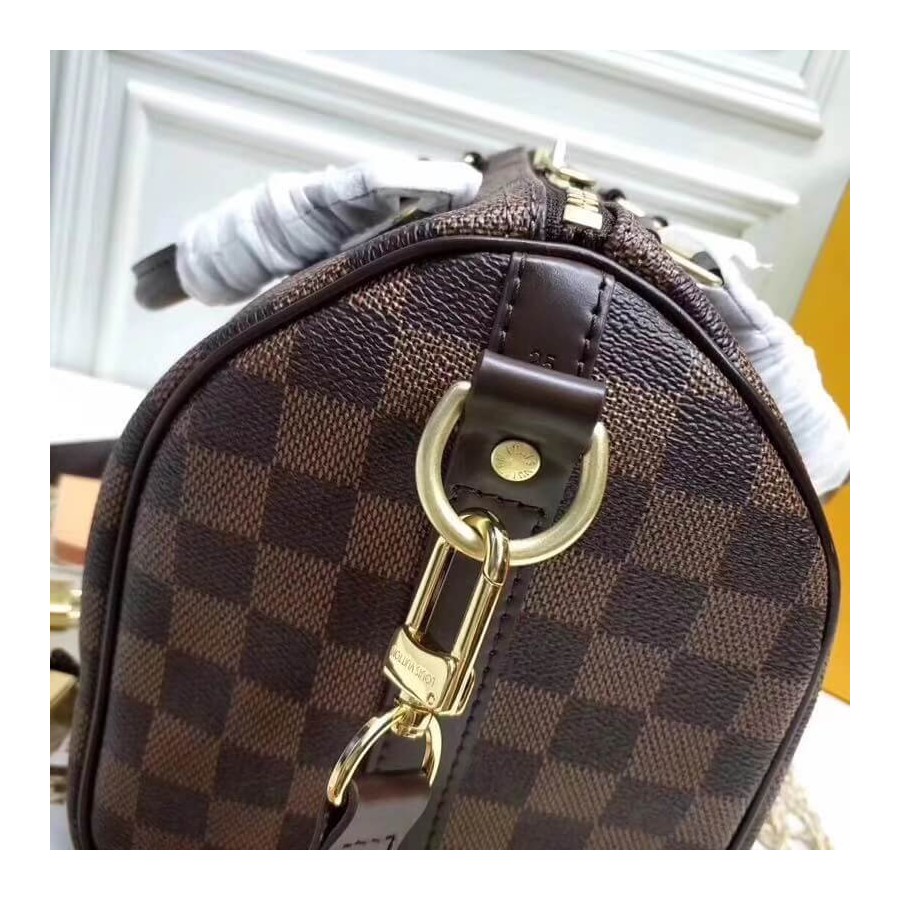 Replica Louis Vuitton Damier Ebene Canvas Speedy Bandouliere 25 N41368 - Image 6