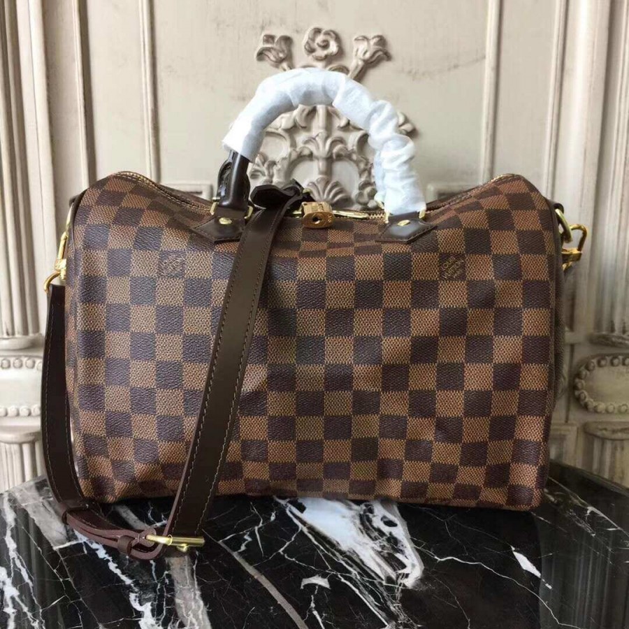 Replica Louis Vuitton Damier Ebene Canvas Speedy Bandouliere 35 N41366 - Image 2