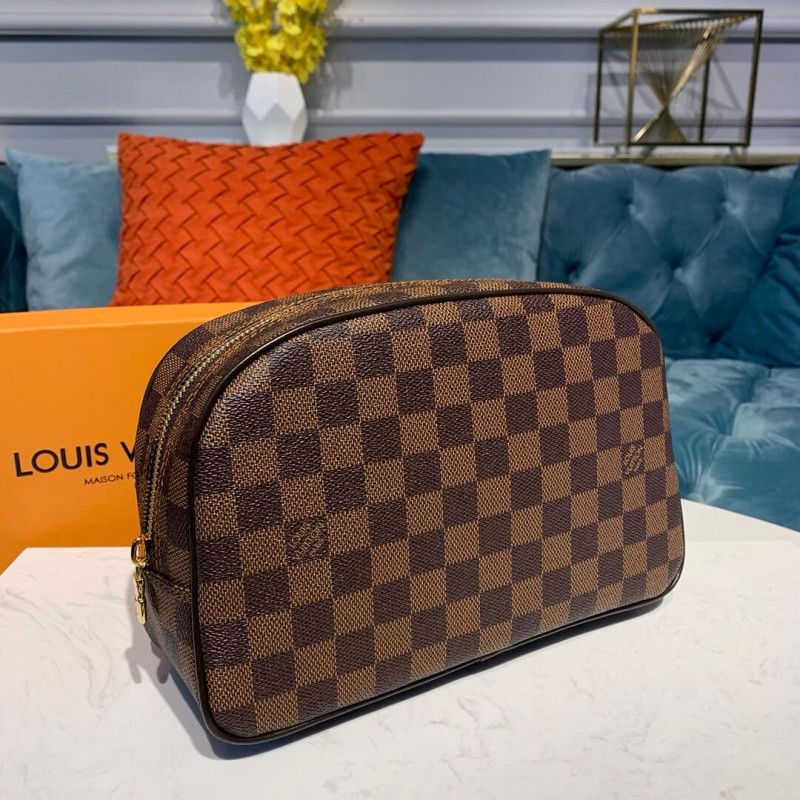 Replica Louis Vuitton Damier Ebene Canvas Toiletry Bag 25 N47624 - Image 3