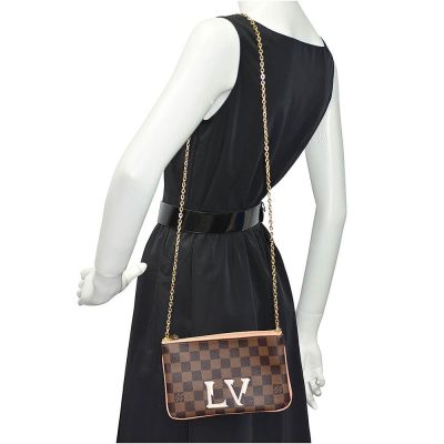 Alternative view of Replica Louis Vuitton Damier Ebene Double Zip Pochette N60254