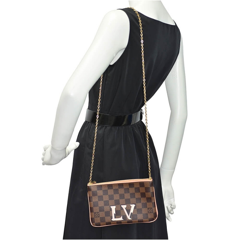 Replica Louis Vuitton Damier Ebene Double Zip Pochette N60254 - Image 2