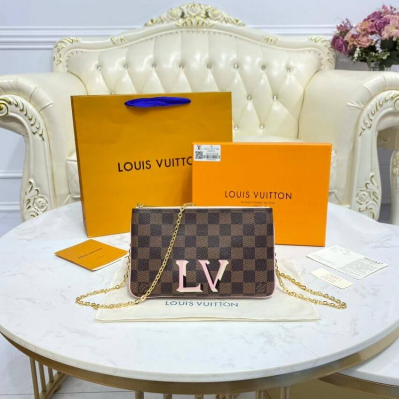 Replica Louis Vuitton Damier Ebene Double Zip Pochette N60254 - Image 5