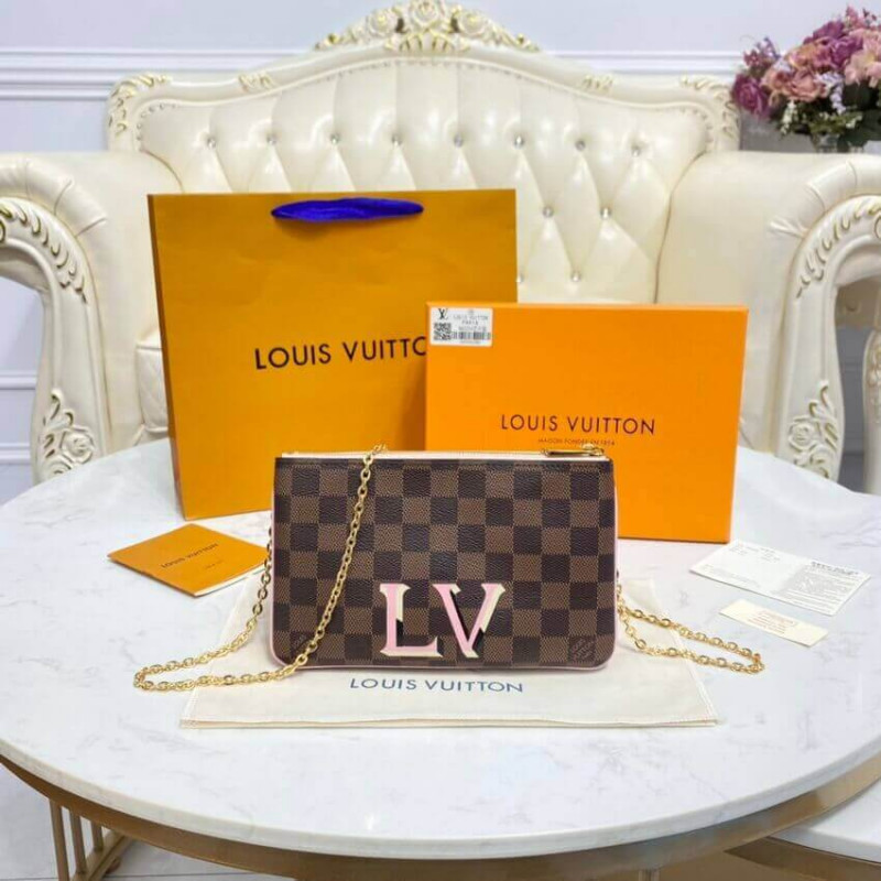 Replica Louis Vuitton Damier Ebene Double Zip Pochette N60254 - Image 7