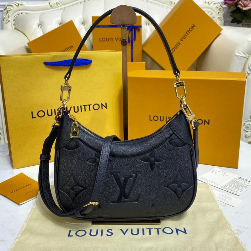 Replica Louis Vuitton Monogram Empreinte Leather Bagatelle M46002 Black - Image 3