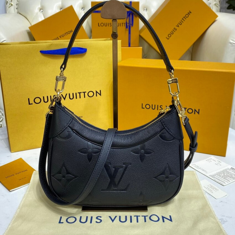 Replica Louis Vuitton Monogram Empreinte Leather Bagatelle M46002 Black - Image 6