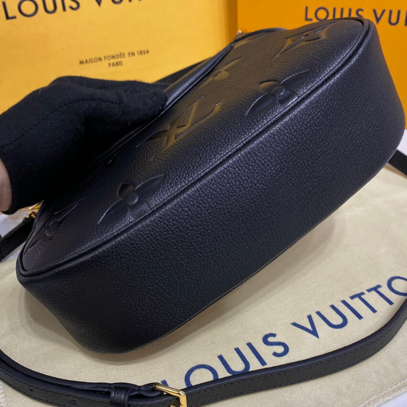 Replica Louis Vuitton Monogram Empreinte Leather Bagatelle M46002 Black - Image 7