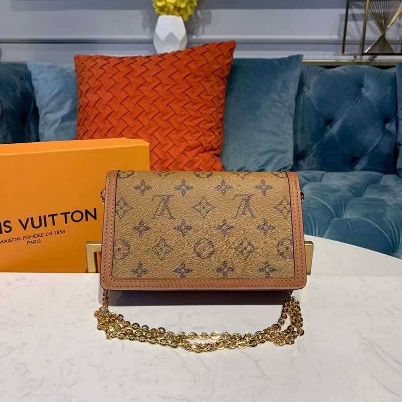 Replica Louis Vuitton Monogram Reverse Canvas Dauphine Chain Wallet M68746 - Image 4