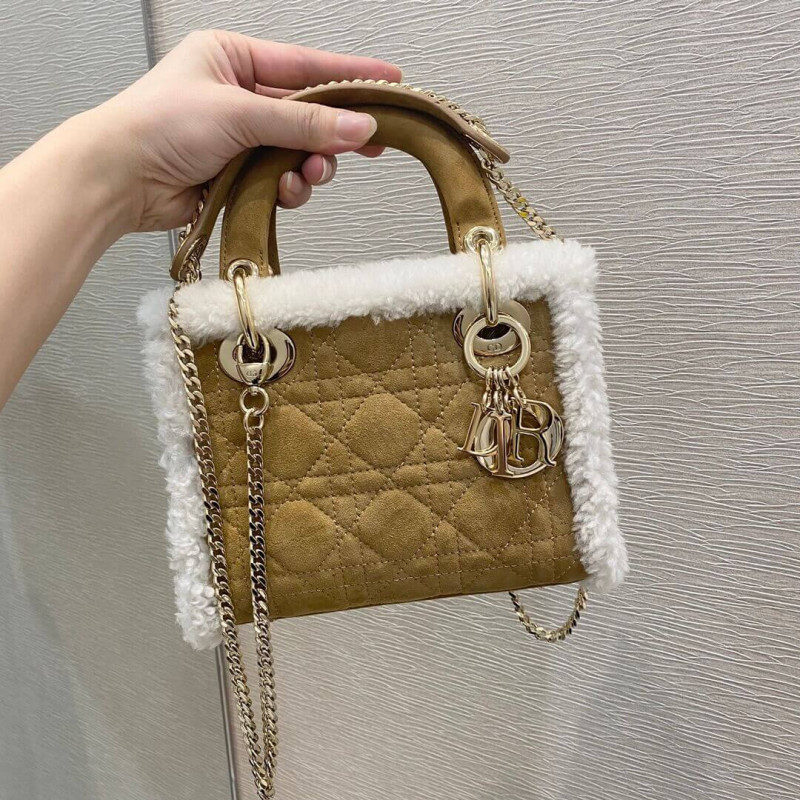 Replica Mini Lady Dior Bag In Camel-Colored Shearling M0505 - Image 3