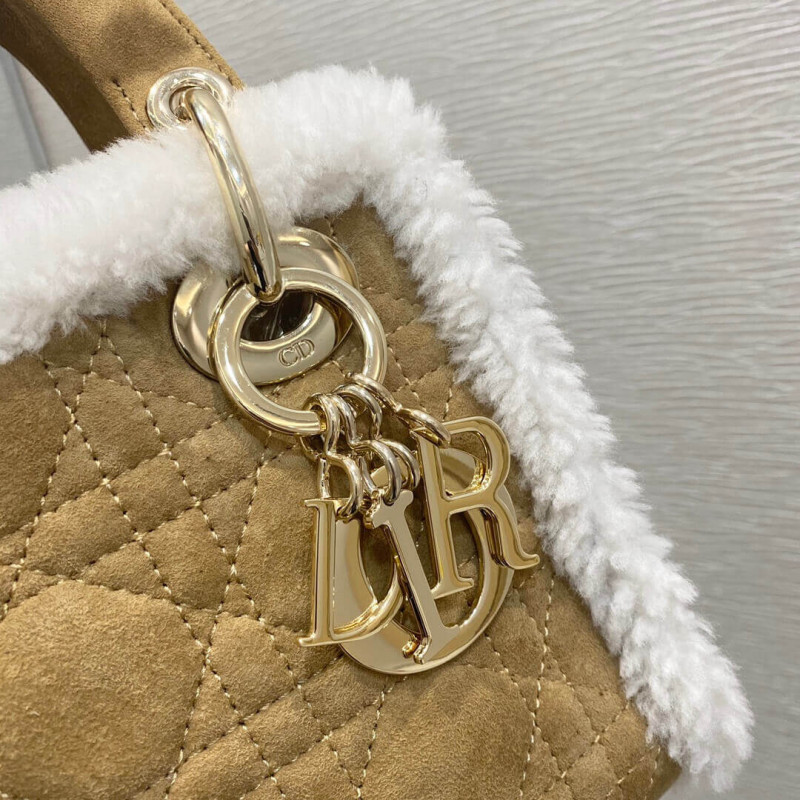 Replica Mini Lady Dior Bag In Camel-Colored Shearling M0505 - Image 4